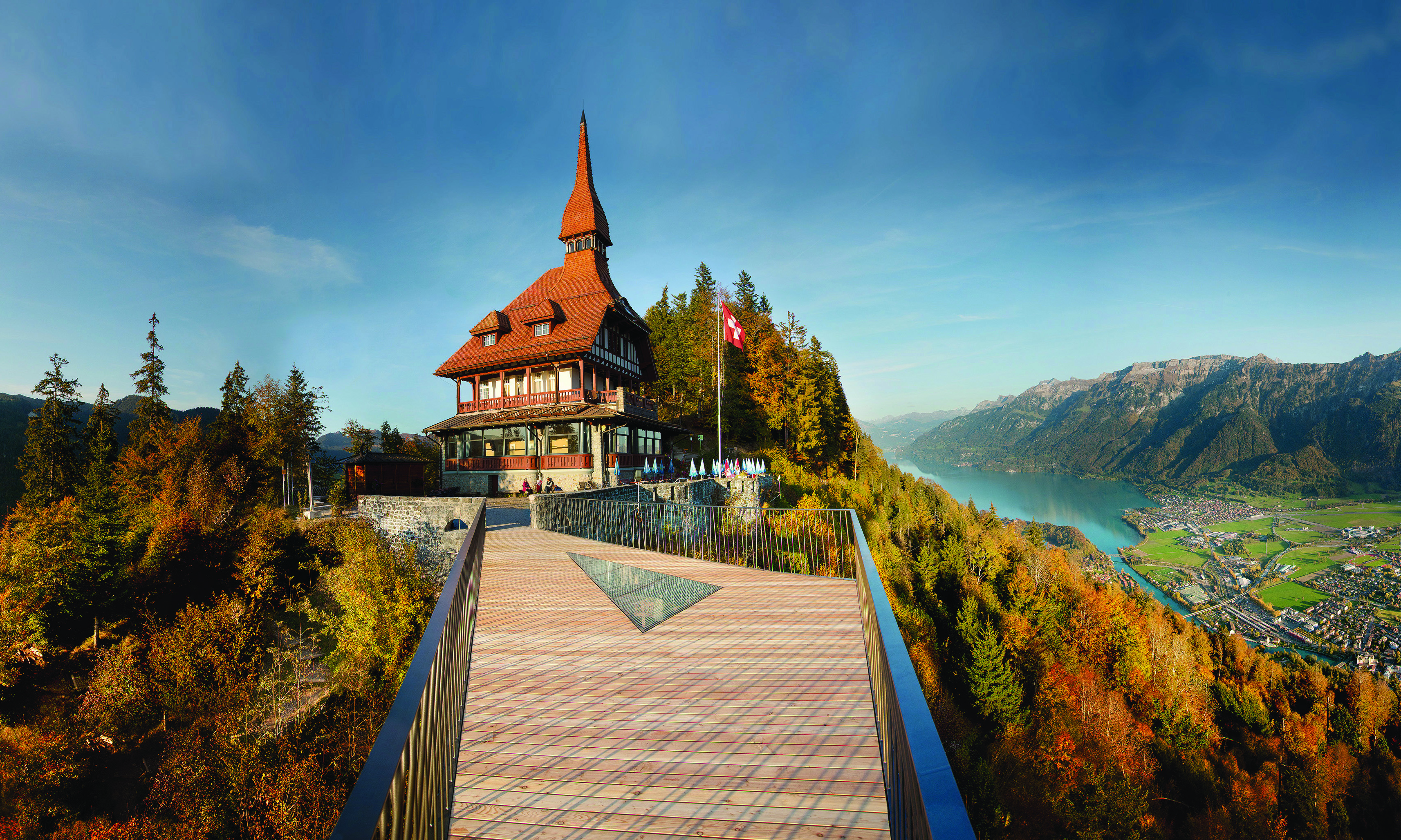 Panorama photograph of Interlaken from Harder Kulm.